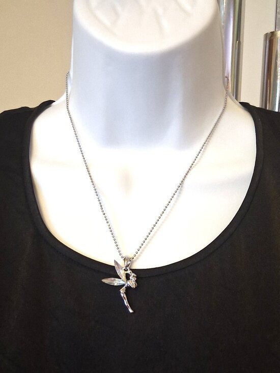 Vintage Jewelry - Vintage Artistic Ballerina Pendant White Austrian Crystal Silver-Plated Necklace